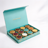 Boîte cadeau turquoise personnalisée avec logo, motif floral doré et plateau alvéolé pour les confiseries, acheteurs en gros et commandes en vrac