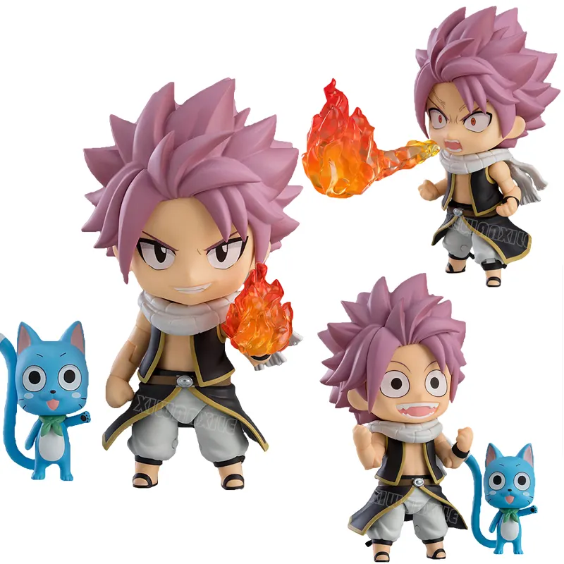 10cm Nendo Q 버전 애니메이션 그림 요정 꼬리 1741 변경 얼굴 미묘한 Natsu Dragneel 액션 피규어 완구 입상