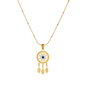 Evil Eye Necklace Gold Plated Dreamcatcher Pendant Bamboo Chain Clavicle Chain For Women Daily Wear Gift - Product Image 5