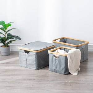 Cesto de Almacenamiento Plegable de Tela Oxford, Organizador de Ropa Cuadrado Gris, Cesto de Lavandería para Baño, Tipo Vertical - Product Image 3