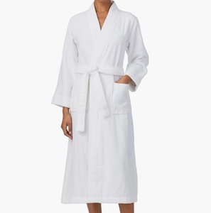 Peignoir de <span class=keywords><strong>Spa</strong></span> pour Femme de Haute Qualité, Long, Doux, Doublé en Tissu Éponge, Séchage Rapide, Col Châ<span class=keywords><strong>le</strong></span>, en Coton Uni - Product Image 3