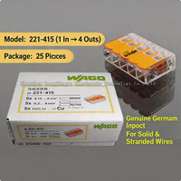 Connecteur de bornier à connexion rapide Wago 221-415, 450V 32A, en matériau PA66, pour distribution d'énergie avec fils de 4mm, modèle 221-415