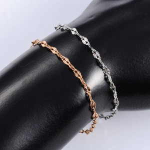 สร้อยข้อมือสแตนเลสสตีลลายโซ่แบบนูนลายแสงแดด กว้าง 2.5 มม. สำหรับผู้หญิง สาวๆ  ใช้เป็นสร้อยข้อเท้าหรือเครื่องประดับ - Product Image 3