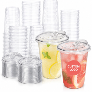 Custom Printed PET <b>Plastic</b> <b>Cups</b> 8-24oz Clear Disposable Custom <b>Plastic</b> <b>Cups</b> With Lids for Bubble Tea Juice Coffee Beverage - Product Image 1