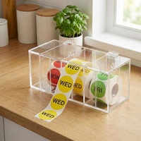 Distributeur d'étiquettes transparent en acrylique réglable à 7 compartiments, boîte d'organisation murale pour la maison et le bureau, pour autocollants hebdomadaires