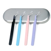 Pince à épiler à pointe en fibre personnalisée Comelylash pince à cils Volume pince à épiler à pointe en fibre Lash Tech pince à épiler à pointe en fibre à 90 degrés