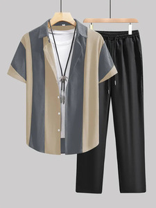 Ensemble <span class=keywords><strong>Homme</strong></span> Chemise Manches Courtes Imprimé 3D et <span class=keywords><strong>Pantalon</strong></span> Long de Bonne Qualité – Mode Garçon, Rue, Plage - Product Image 6