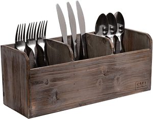 Organizzatore <span class=keywords><strong>tavolo</strong></span> <span class=keywords><strong>in</strong></span> <span class=keywords><strong>legno</strong></span> porta utensili <span class=keywords><strong>da</strong></span> cucina con 3 scomparti per posate - Product Image 4