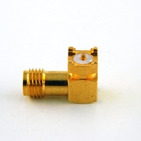 Connecteur coaxial RF coudé à angle droit SMA femelle doré pour montage sur circuit imprimé, 4 pieds, audio-vidéo, 50 Ohm, DC-12,4 GHz