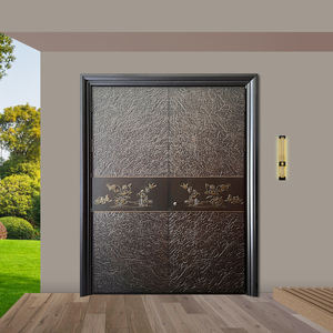 Porte d'entrée avant en aluminium à rupture thermique Portes d'entrée principales en aluminium moulé en métal collé avec motif pour la maison - Product Image 1