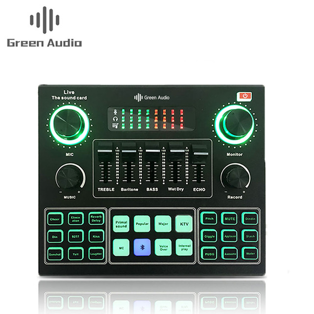GAX-V9 Streaming Live Sound Card Audio Interface Live Adjustable Audio Mixer for PC Gaming Professional Home Use