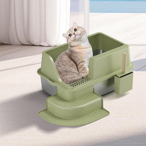 Muebles de baño semicerrados de acero inoxidable para gatos, caja de arena extraíble para gatos, caja de arena para uso al por mayor en la limpieza de arena para gatos - Product Image 4