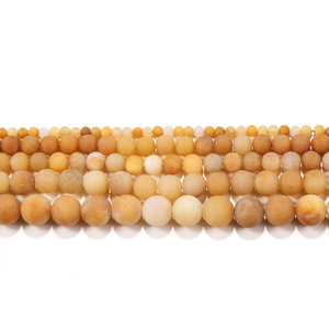Perles rondes en jade jaune vieilli naturel givré pour la fabrication de bracelets, perles en pierre ST0298 - Product Image 5