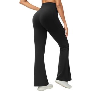 FOXA Women's High Waist <b>Flare</b> Yoga Pants With Pockets Butt Lifting Workout <b>Leggings</b> Standard Thickness Spandex Nylon - Product Image 1