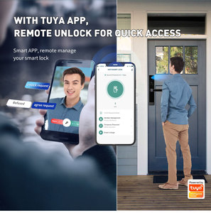 Fireproof Silver Camera Display Entrance <strong>Door</strong> Smart Lock Video Remote Unlock Tuya WiFi 6085 Card Code Fingerprint Digital Lock - Product Image 4