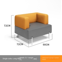 Ensemble de canapés sectionnels en cuir synthétique au design moderne, table basse pour les négociations commerciales, le repos du personnel de bureau, le salon