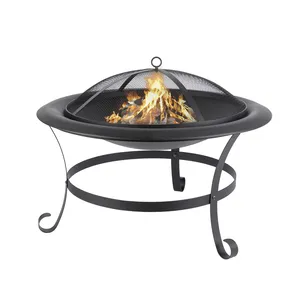 0wn merek hitam 30 inci mangkuk besi tugas berat lingkaran pembakaran kayu pit api untuk taman halaman belakang teras