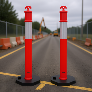 Postes Delimitadores de Tráfico Vevor de 48 Pulgadas, Reflectantes, Rojos, de Plástico, para Carreteras, Obras de Construcción, Estacionamientos, Barrera de Seguridad - Product Image 2