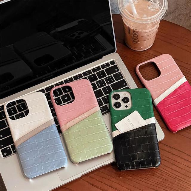 Shockproof Leather Crocodile Pattern Pc Phone Case for iphone  15 Pro Max Back Cover with Card Holder