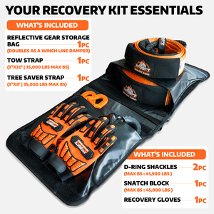 Kit de récupération tout-terrain pour boue, sable, neige : sangle de <span class=keywords><strong>remorquage</strong></span>, sangle de récupération, sangle d'extension de treuil, protection d'arbre, manille à D pour VTT, Jeep, SUV - Product Image 2