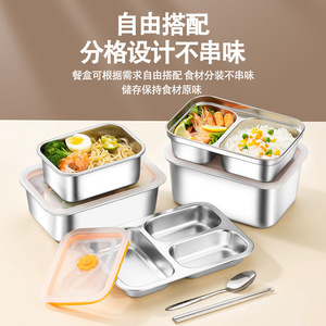 Stainless Steel Compartmentalized Food Storage <b>Container</b> With PP Lid Leak Proof Airtight Lunch Box For Meal Prep - Product Image 3
