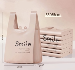 Two Color Factory Low MOQ Composite Material Customized <b>Design</b> <b>Printed</b> T-shirt Plastic Handle Garbage Smile <b>Packaging</b> Bag - Product Image 4
