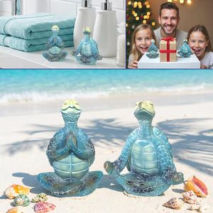 Set di 2 Statuette in Resina di Tartaruga Marina per Yoga e Meditazione <span class=keywords><strong>Zen</strong></span> con Base Antiscivolo - Decorazione a Tema Oceanico per Spiaggia, Bagno e Ufficio - Product Image 6