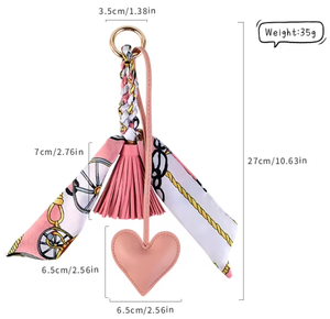 Pendentif en <span class=keywords><strong>cuir</strong></span> à nœud ruban et <span class=keywords><strong>pompon</strong></span>, style mode haut de gamme européen et américain, breloque pour foulard, sac et <span class=keywords><strong>porte</strong></span>-<span class=keywords><strong>clés</strong></span> de voiture - Product Image 2