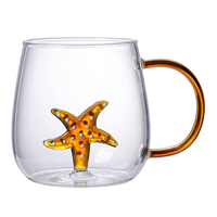 Mug 3D animal à l'intérieur de la tasse figurine de dessin animé café thé eau lait boisson tasse verre transparent tasses de qualité alimentaire écologique