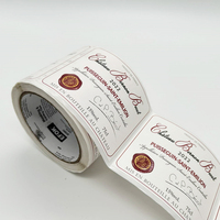 Étiquettes de vin personnalisées en gros, autocollantes, de luxe, en papier texturé, gaufrées, avec dorure à chaud