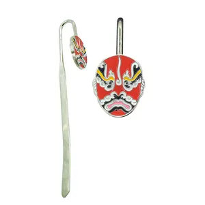 Estilo étnico Beijing Opera Máscaras Faciais marcador Presente de características chinesas Atacado Custom Metal Zinc Alloy Metal Bookmarks