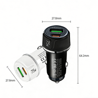 Accessoires de charge automobile de qualité supérieure Chargeur de voiture double USB 75W avec affichage LED Charge rapide 3.1A pour ordinateur portable et téléphone portable