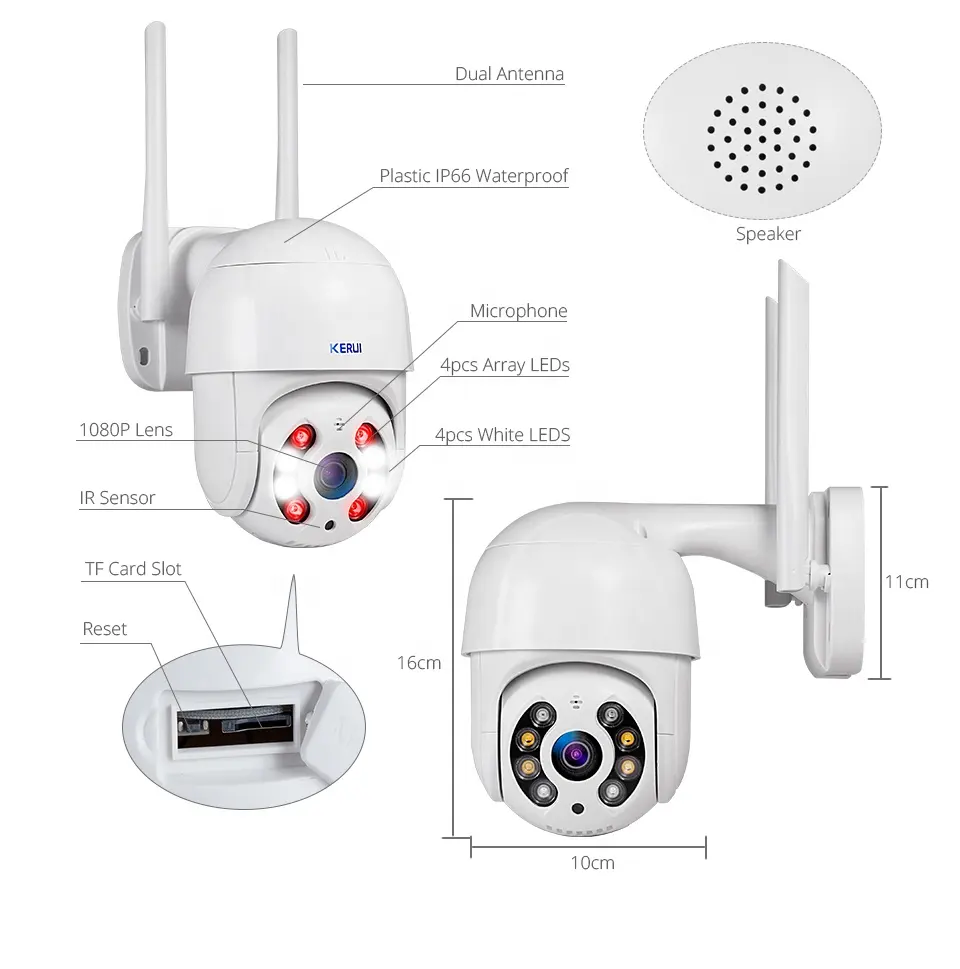 KERUI N8 kaliteli akıllı açık 1080P 2MP kablosuz Wifi ev CCTV gözetim kamera ile gece görüş
