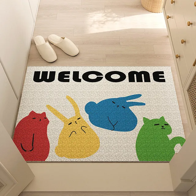 Groothandel Op Maat Bedrukt Logo Mat Waterabsorberend Pvc Spaghetti Coil Mat Custom Logo Vloer Entree Mat