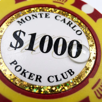 Jetons de poker Monte Carlo de 14 g avec incrustation métallique, jetons de casino personnalisés, jetons en argile professionnels à 3 tons pour la vente en gros