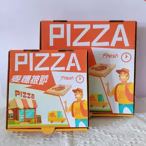 Caja de entrega de embalaje de masa de pizza personal impresa personalizada 12 pulgadas 14 pulgadas proveedor para pizza