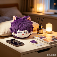 Porte-clés en peluche personnalisé Manjuu, personnage d'anime, mignon, rond, anti-stress, avec breloque tête et oreilles de chat, OEM, 10 cm, en coton rembourré
