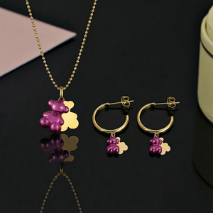 ชุดเครื่องประดับสแตนเลสสตีลแบรนด์ดีไซเนอร์สำหรับผู้หญิง ขายส่งจากโรงงาน สร้อยคอทอง 18k ต่างหู สำหรับงานปาร์ตี้ กันน้ำ เคลือบ PVD - Product Image 2