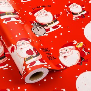MAYPLUSS Santa Christmas Wrapping Paper 17 Inch X 33 Feet Red Waterproof Holiday Gift Wrap - Product Image 1