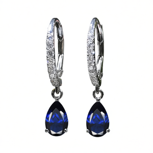 Orecchini Pendenti E1802 con Gemma Verde, Argento 925, Montatura a Griffe, Forma a Goccia, Stile Classico, per Uso Quotidiano Femminile - Product Image 1