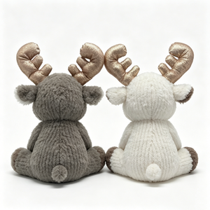 Juego de Peluches de Reno Personalizados, Pareja de Renos de Peluche con Brillantina, Lindos y Suaves Animales de Peluche de Reno - Halloween - Product Image 3