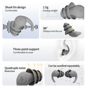 حماية السمع رمادي فاتح قابلة لإعادة الاستخدام الحد من الضوضاء سدادات عازلة للصوت للنوم - Product Image 2