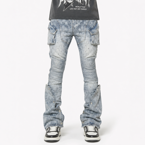 Pantalones <span class=keywords><strong>Vaqueros</strong></span> DiZNEW para Hombre, Estilo Gótico <span class=keywords><strong>con</strong></span> Cruz Metálica, Desgastados y <span class=keywords><strong>Rotos</strong></span>, Ropa Urbana, Fábrica BSCI, OEM - Product Image 1