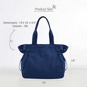 Sac à bandoulière en nylon léger pour femme de 18 L, sac fourre-tout, sac de shopping à cordon latéral pour l'entraînement, la plage et les voyages - Product Image 4