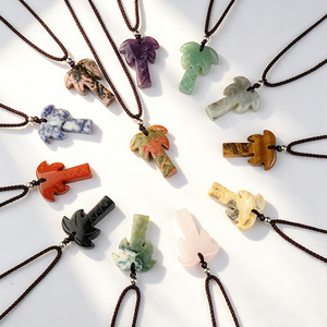 Collier en pierre naturelle, cristal et agate, pendentif en forme de cocotier, bijoux en pierres semi-précieuses, JOYFFO - Product Image 2