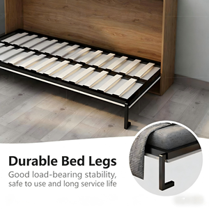 Nouveau <span class=keywords><strong>lit</strong></span> mural Murphy vertical pliable et rotatif en bois, gain de place, avec mécanisme de pliage caché, avec bibliothèque et bureau - Product Image 5