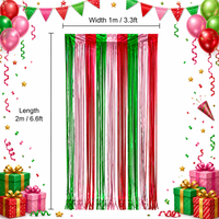 Rideau à franges décoratif en feuille métallisée, rouge, vert, rose mat, pour fêtes, anniversaires, décoration murale, photomaton