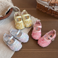 Chaussures Mary Jane pour filles, style fleur, en maille, couleur unie, avec perles, pour l'été – Vente en gros usine