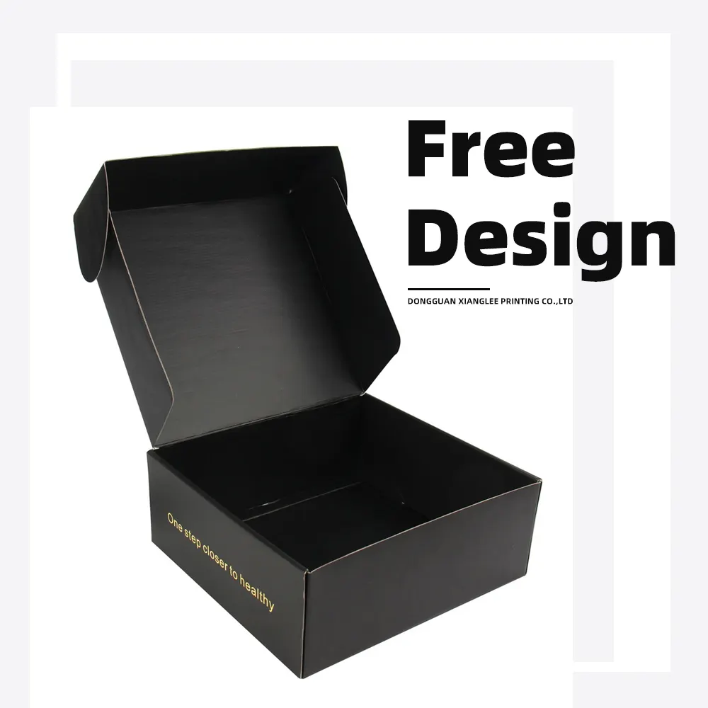 Xianglee במגמת חדשה שחור מיילר Box סיטונאי תיבות אריזה אישית אופנה גלי מתקפל הדפסה חינם תיבות