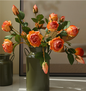 造花装飾ヴィンテージ秋のバラリビングルームテーブル装飾フラワーアレンジメント北欧ヴィンテージ写真撮影小道具 - Product Image 5